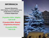 Informacja o godzinach pracy Urzędu w okresie świątecznym