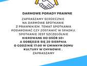 DARMOWE PORADY PRAWNE - spotkanie z prawnikiem w Gminnym Domu Kultury w Chynowie