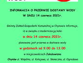 Przerwa w dostawie wody w dniu 14 czerwca 2021r.