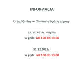 Informacja o godzinach pracy Urzędu
