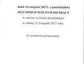 Dzień wolny od pracy w Urzędzie Gminy