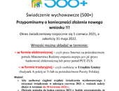 Przypominamy o konieczności złożenia nowego wniosku na 500+ !!!
