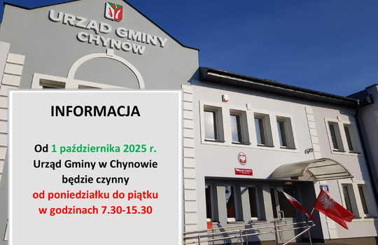 Zmiana godzin pracy Urzędu Gminy