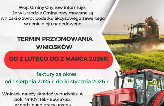 Zwrot akcyzy dla rolników w 2026 - I termin