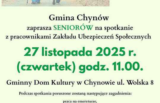 Spotkanie poświęcone SENIOROM!